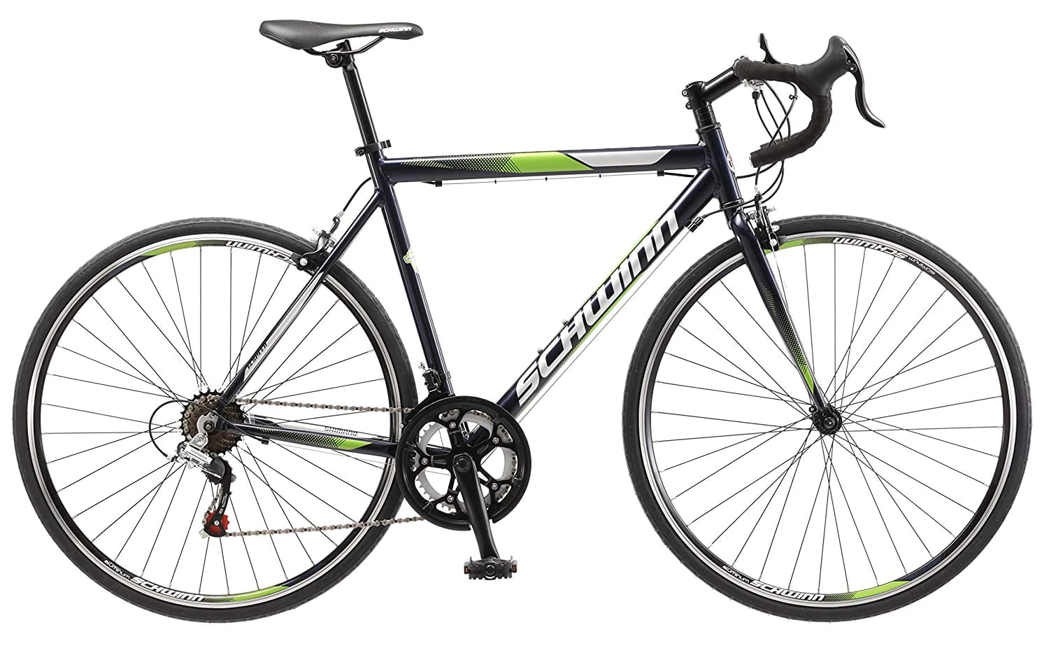 Schwinn Volare 1300 Bicycle 700C, Men's Drop Bar Road, Black with Green accent