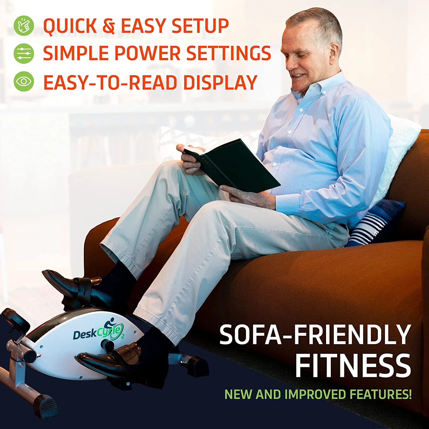 DeskCycle 2 Under Desk Bike Pedal Exerciser with Adjustable Leg - Mini Exercise Bike Desk Cycle, Leg Exerciser for Physical Therapy & Desk Exercise