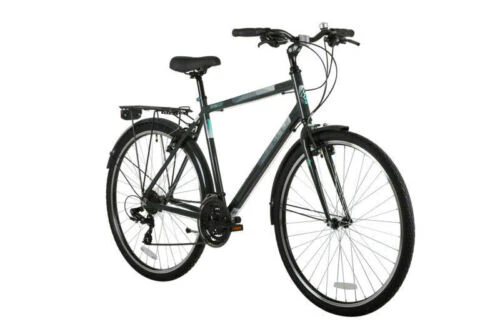 Freespirit Trekker Hybrid Mens Trekking Bike 700c Wheel 18 Speed - Black/Grey/Gr