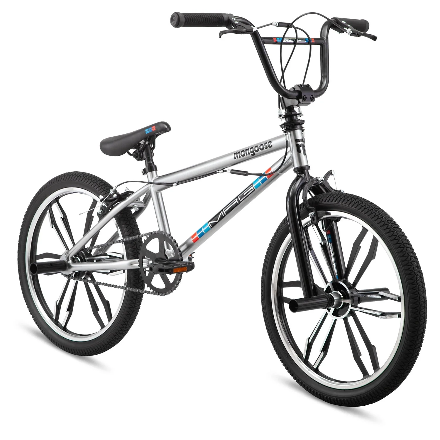 Mongoose Mongoose Grid Mag BMX Freestyle Bike, 20-Inch Wheels, Single Speed, Silver