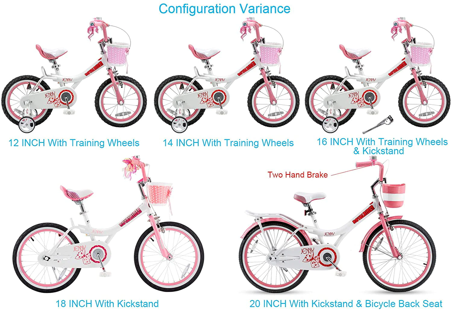 Royalbaby Jenny Princess 20 inch Girl's Bicycle, White & Pink