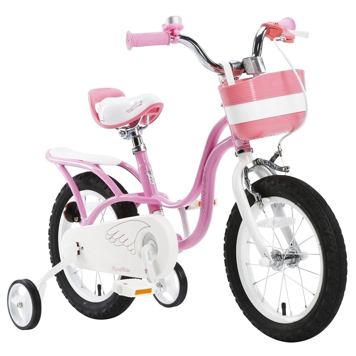 Pink Swan  Royal baby  girls bike  12"  with stabilisers