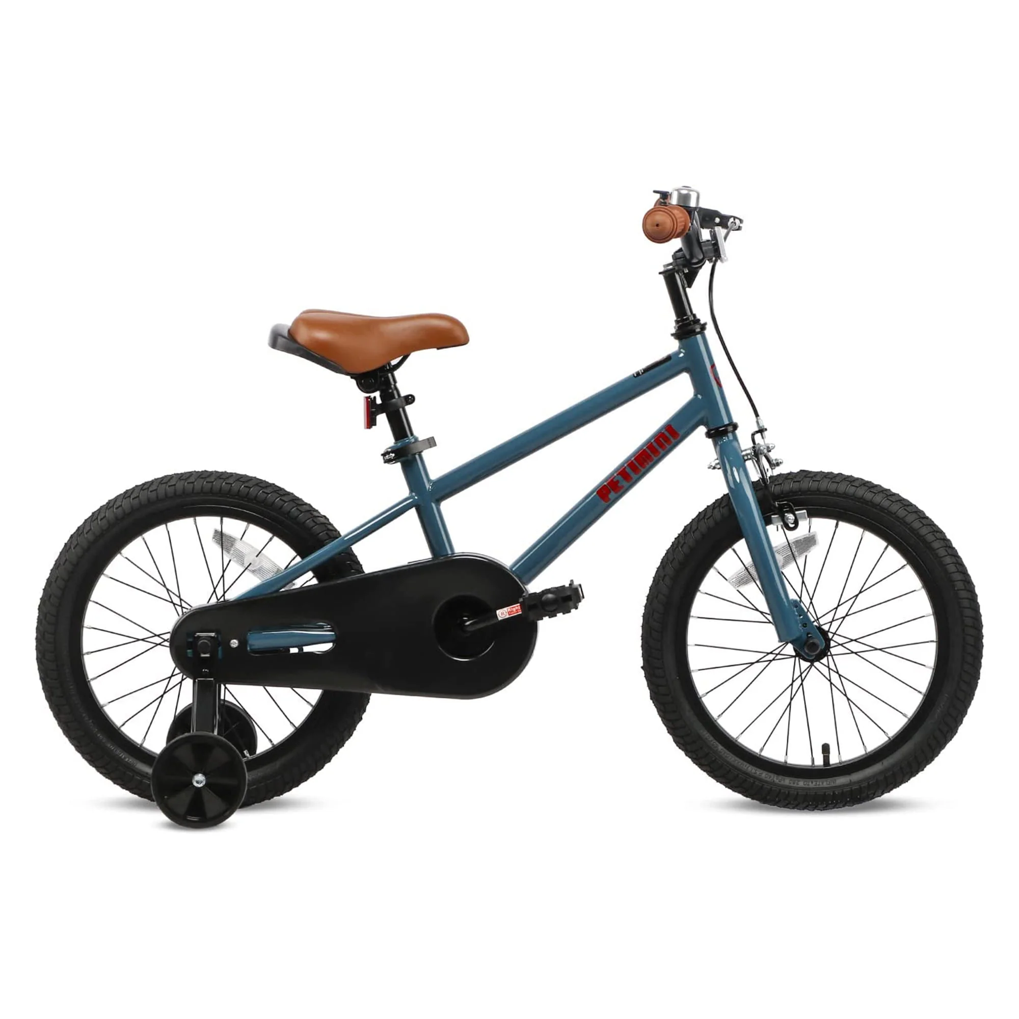 Petimini 16 Inch BMX Kids Bike w/ Training Wheels for 4-7 Years Old, Gray