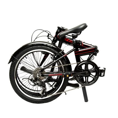 ZiZZO Via 7-Speed Aluminum 20" Folding Bike - Black