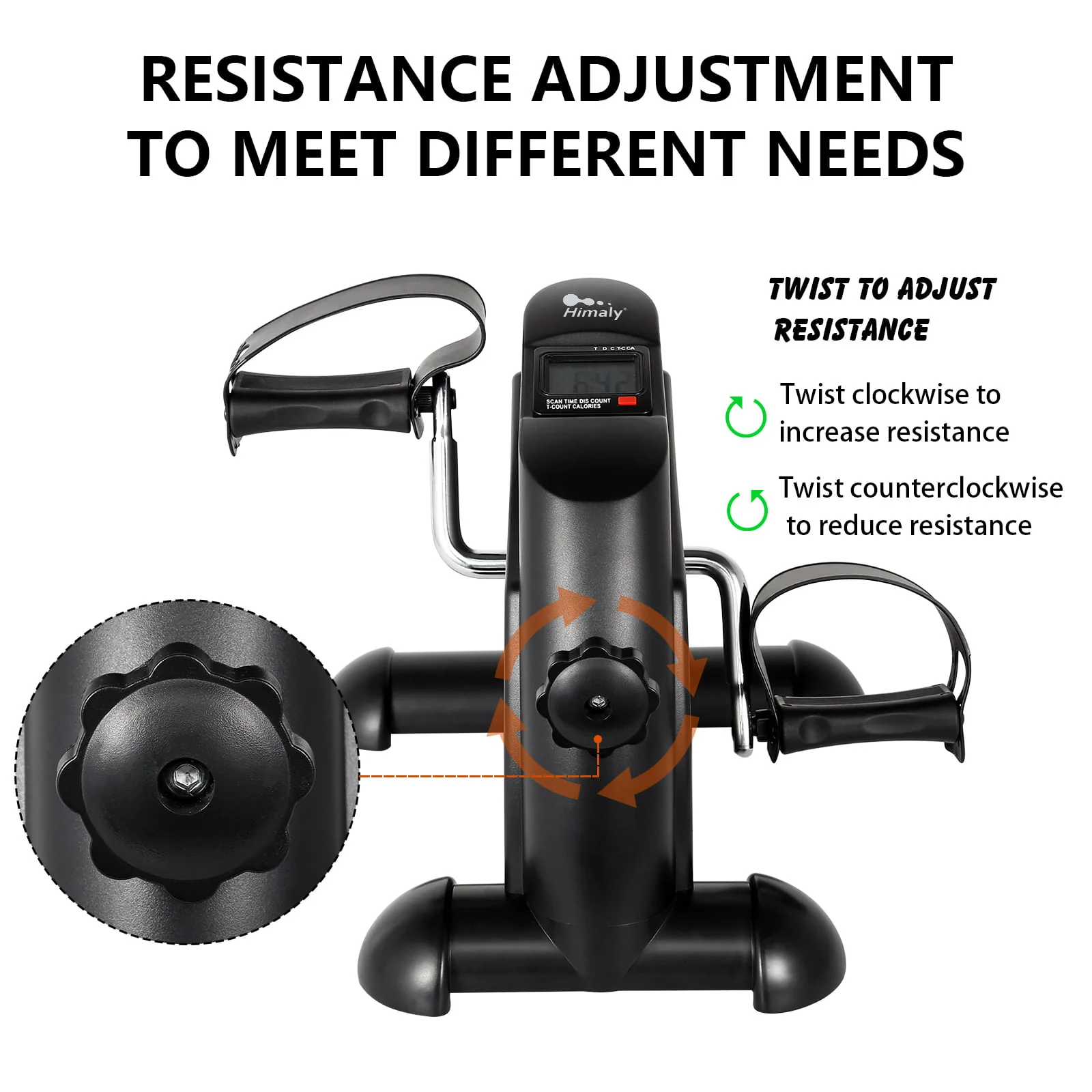 Himaly Mini Exercise Bike, Under Desk Bike Pedal Exerciser with LCD Screen Displays, 240 lbs Black Exercise Peddler