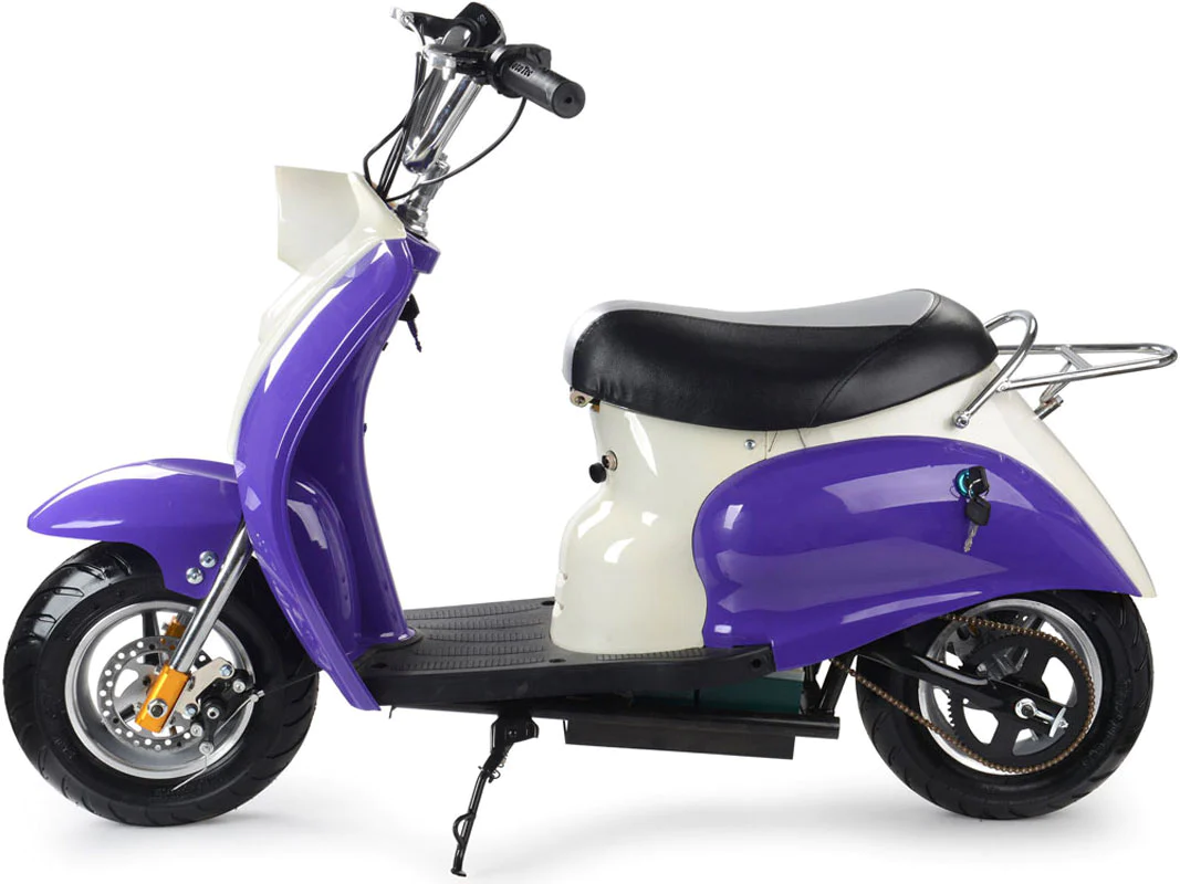 MotoTec 24V Electric Moped - Purple