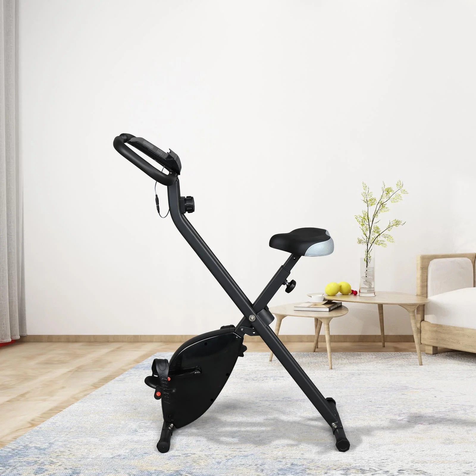 UBesGoo Folding Upright Exercise Bike, with Adjustable Resistance, 220 lb Maximum Weight