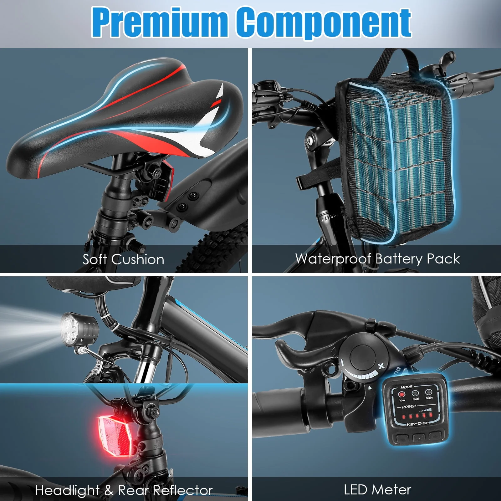 Elifine 26 In. Folding Electric Bike for Adults, 500W Electric Mountain Bike, 21 Speed, Full Suspension, 48V Foldable Ebike with Removable 7.8Ah Lithium-Ion Battery Electric Commuter Bicycle