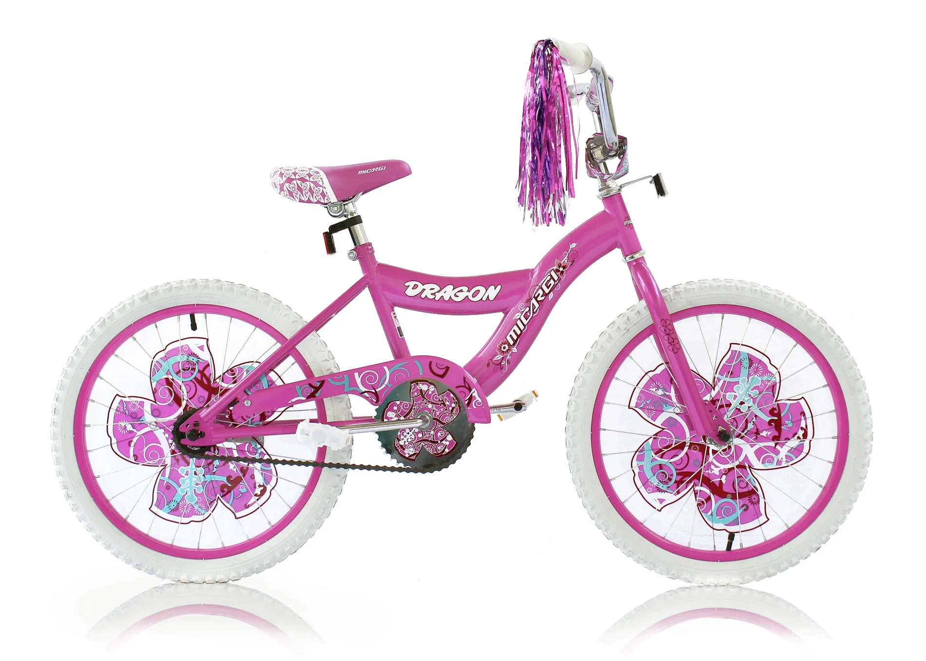 Wonder Wheels 20 In. Girl's BMX S-Type Frame Bicycle Coaster Brake One Piece Crank Pink Rims White Tire Kid's Bike – Pink