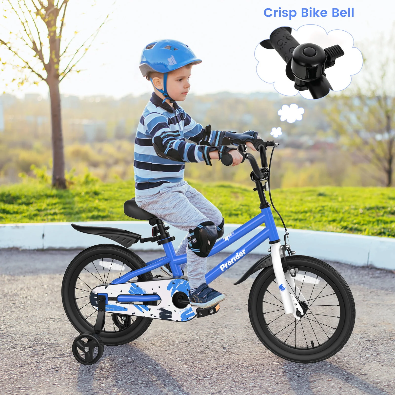 Costway 16'' Kid's Bike with Removable Training Wheels & Basket for 4-7 Years Old Blue