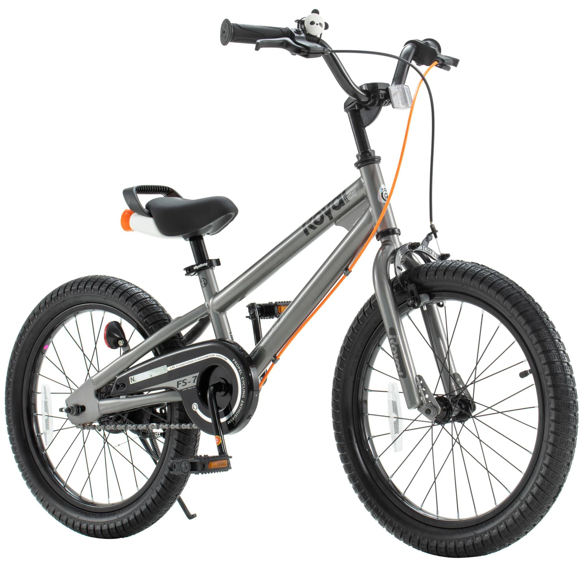royalbaby freestyle 7 kids bike 18 inch wheel dual handbrakes bicycle beginners boys girls ages 5-8 years, kickstand and wate