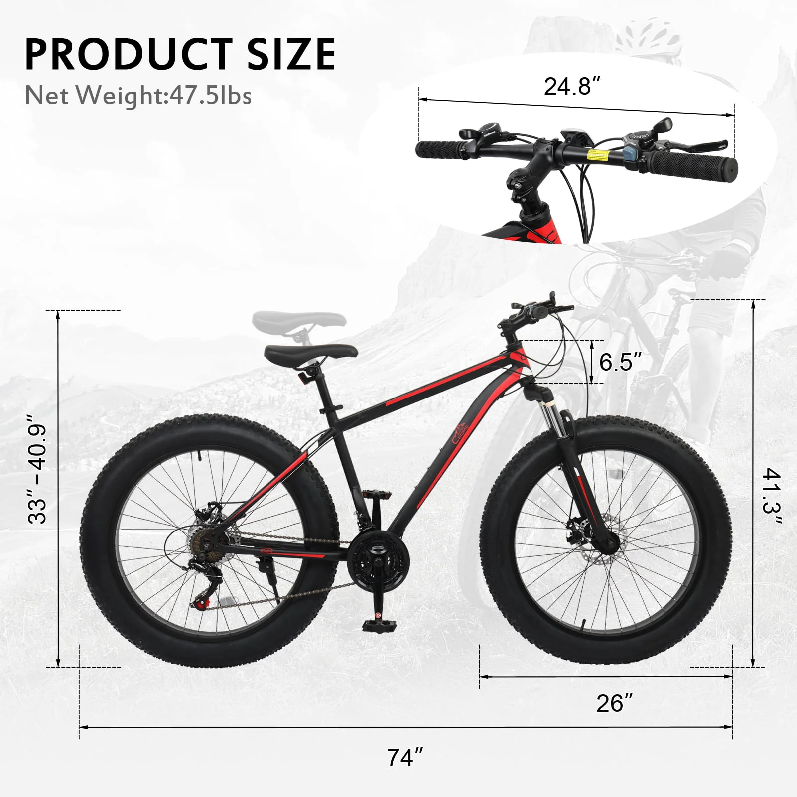 UBesGoo 26in 21 Speeds Shimano Mountain Bike, 4
