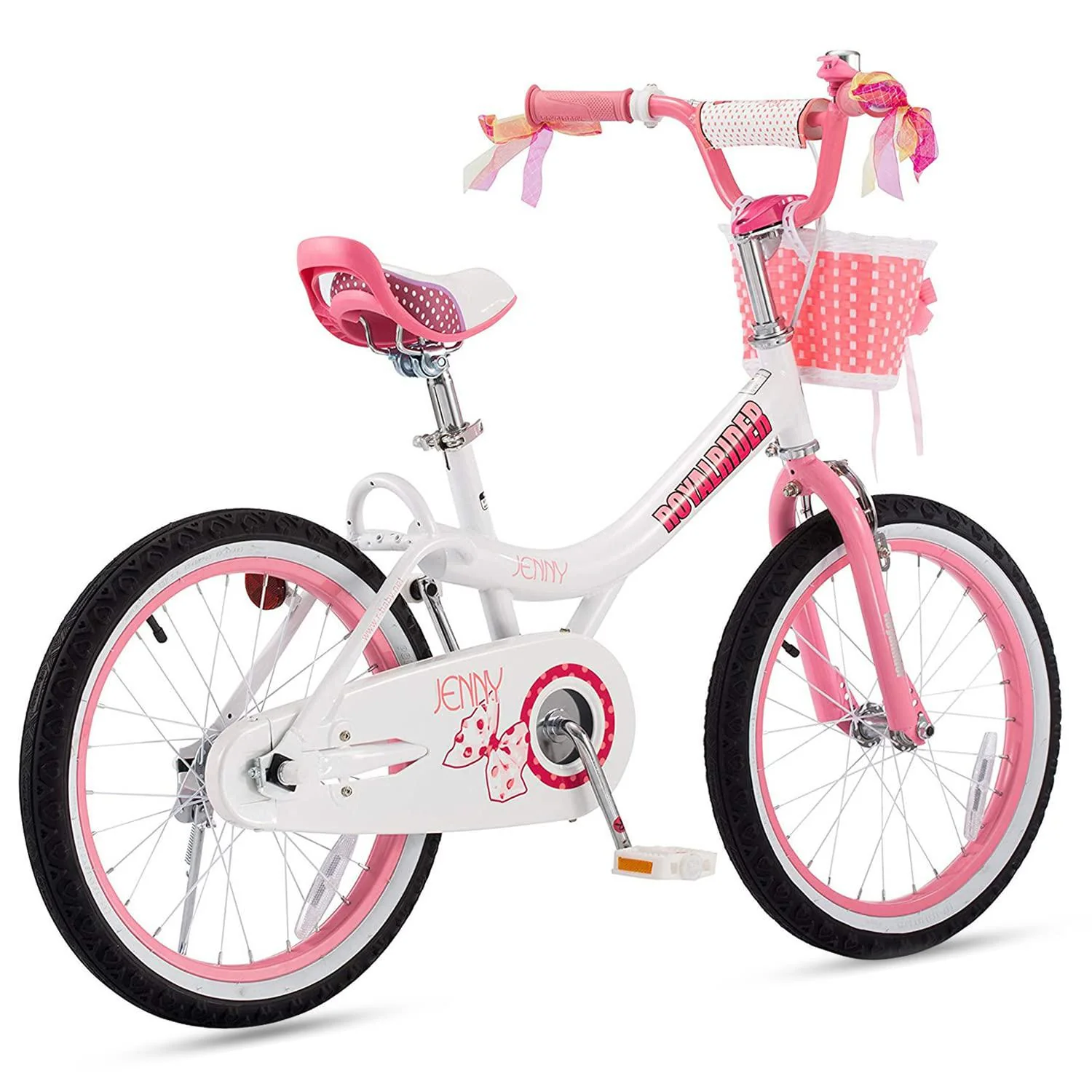 royalbaby kids girls bike bicycle with basket kickstand 18 inch jenny white