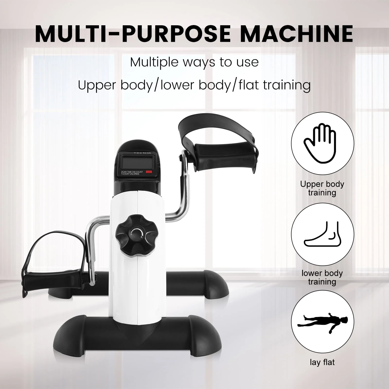Under Desk Exercise Bike,Pedal Exerciser,Mini Exercise Bike,Leg Exerciser,Under Desk Elliptical,LCD Screen Displays,Arm Fitness and Health,White