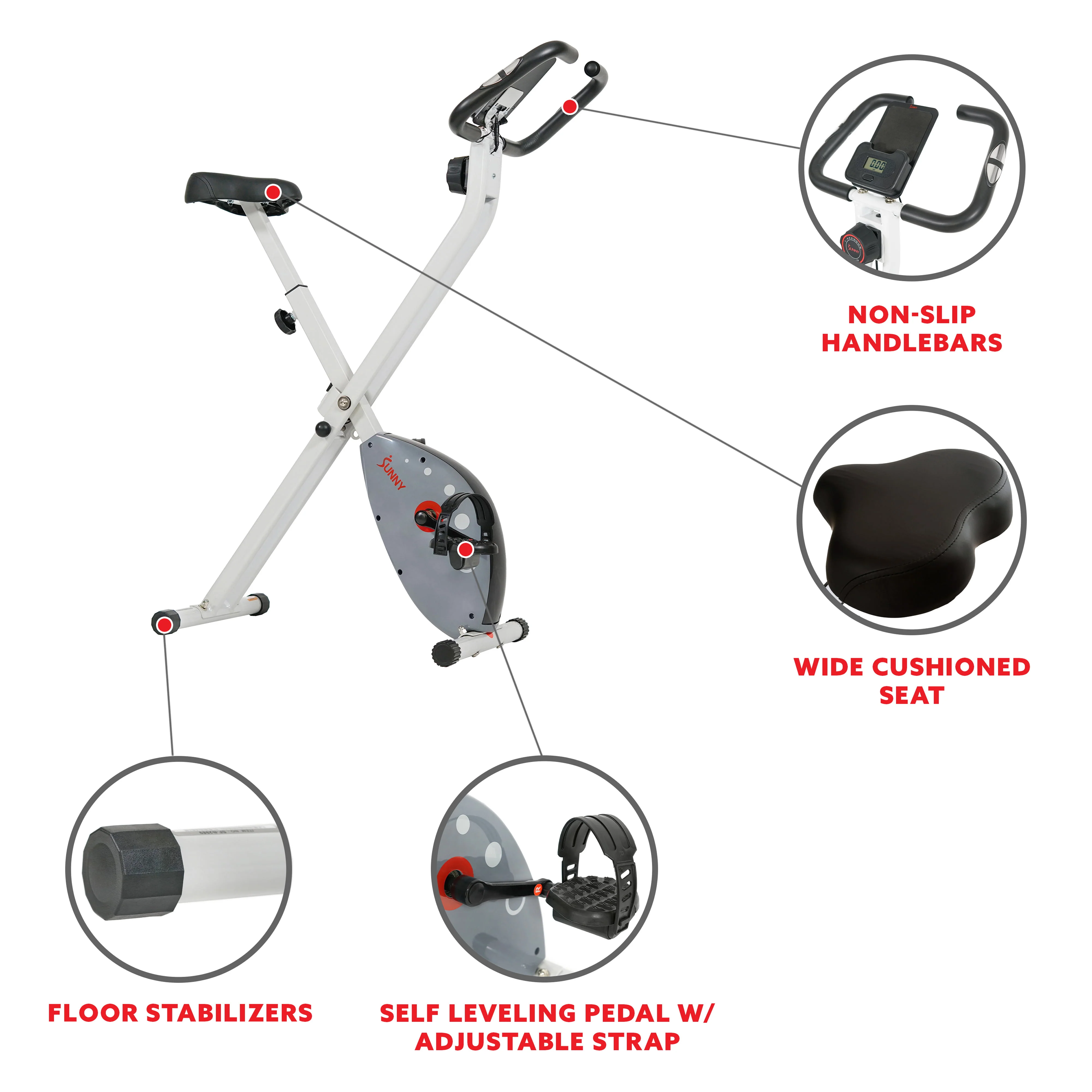 Sunny Health & Fitness Magnetic Foldable Exercise Bike - SF-B2989