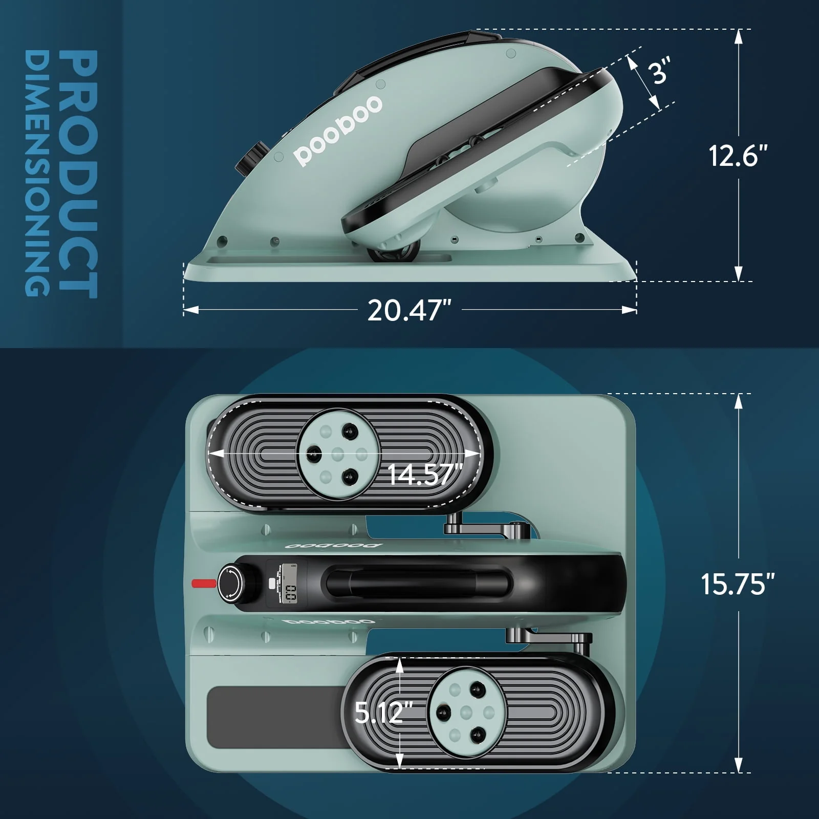 Pooboo Professional Under Desk Magnetic Elliptical Machine with Foot Massage Fully Assembled Quiet Seated Adjustable Resistance Foot Pedal Exerciser