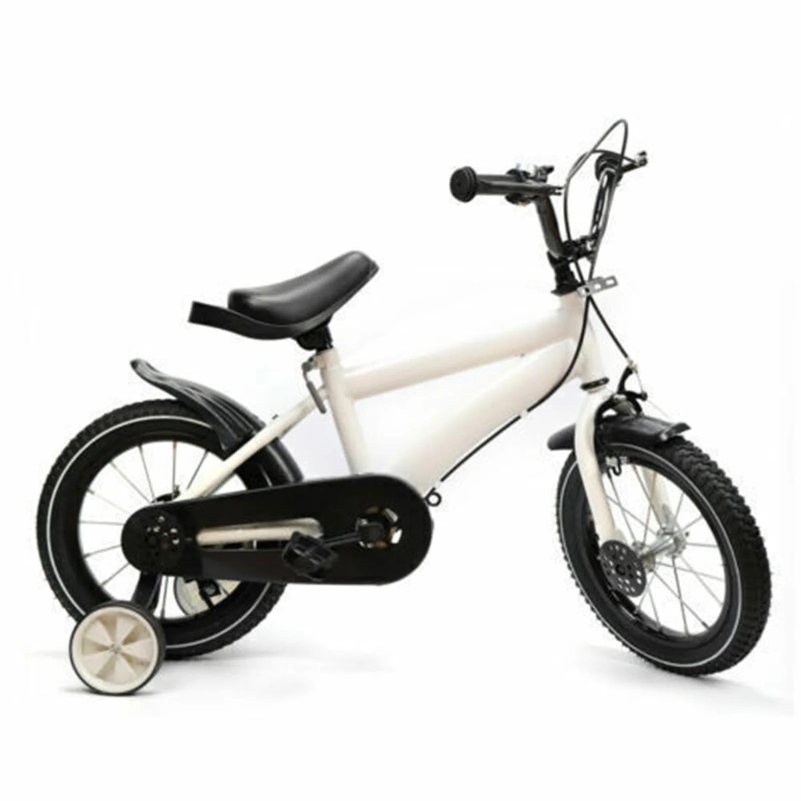 YIYIBYUS 14 Inch Kids Bike Boy Girl Safe Bicycle with Training Wheels and Adjustable Seat, White