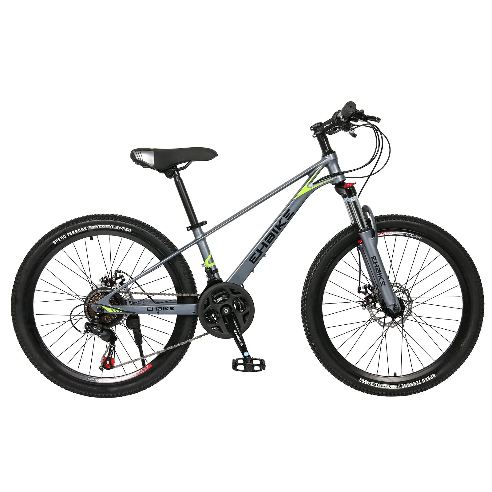 Sunvit 24 inch Adult Mountain Bikes-21 Speed Gray Bicycles for Boy and Girl,Magnesium Alloy Frame