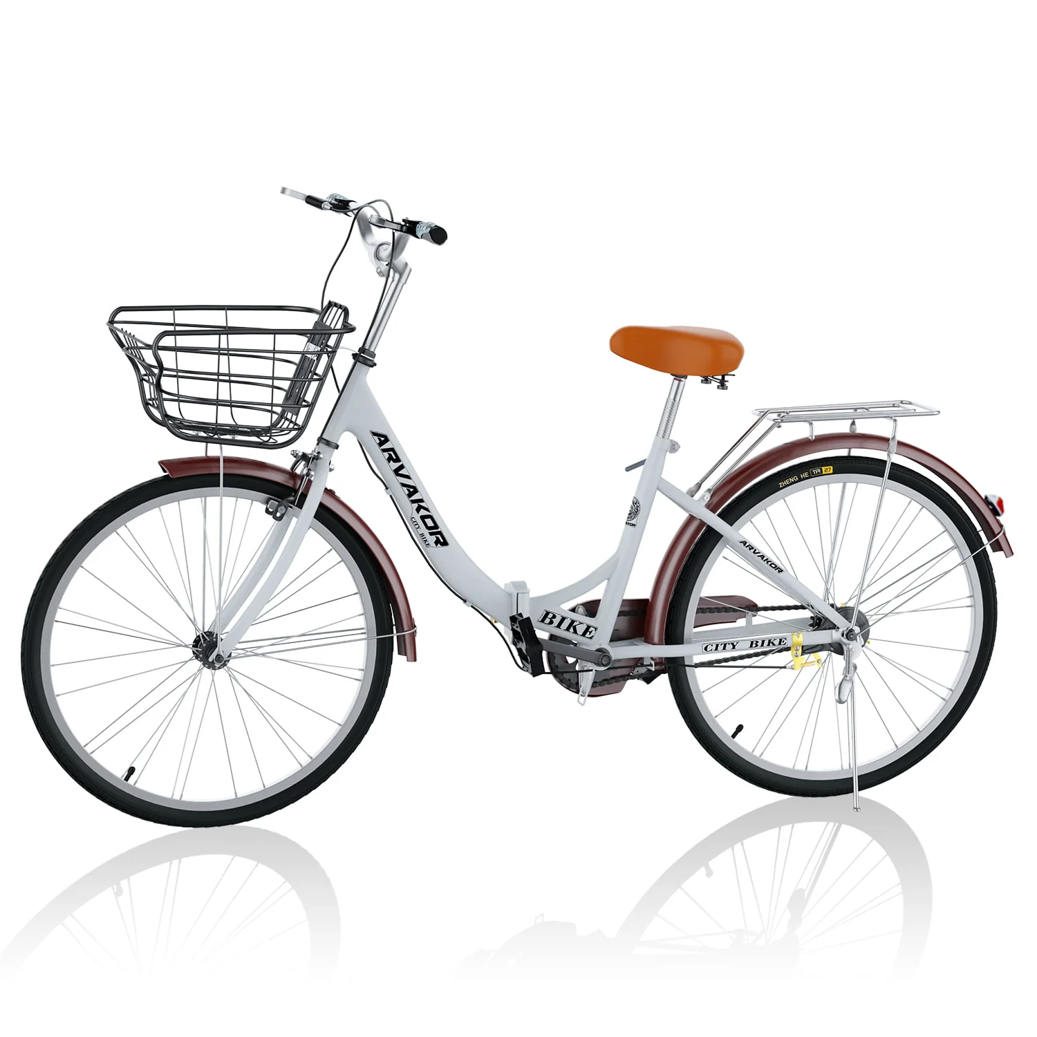 26 Inch Women Bike, Classic Bicycle Retro Bicycle, Cruiser Bike, White