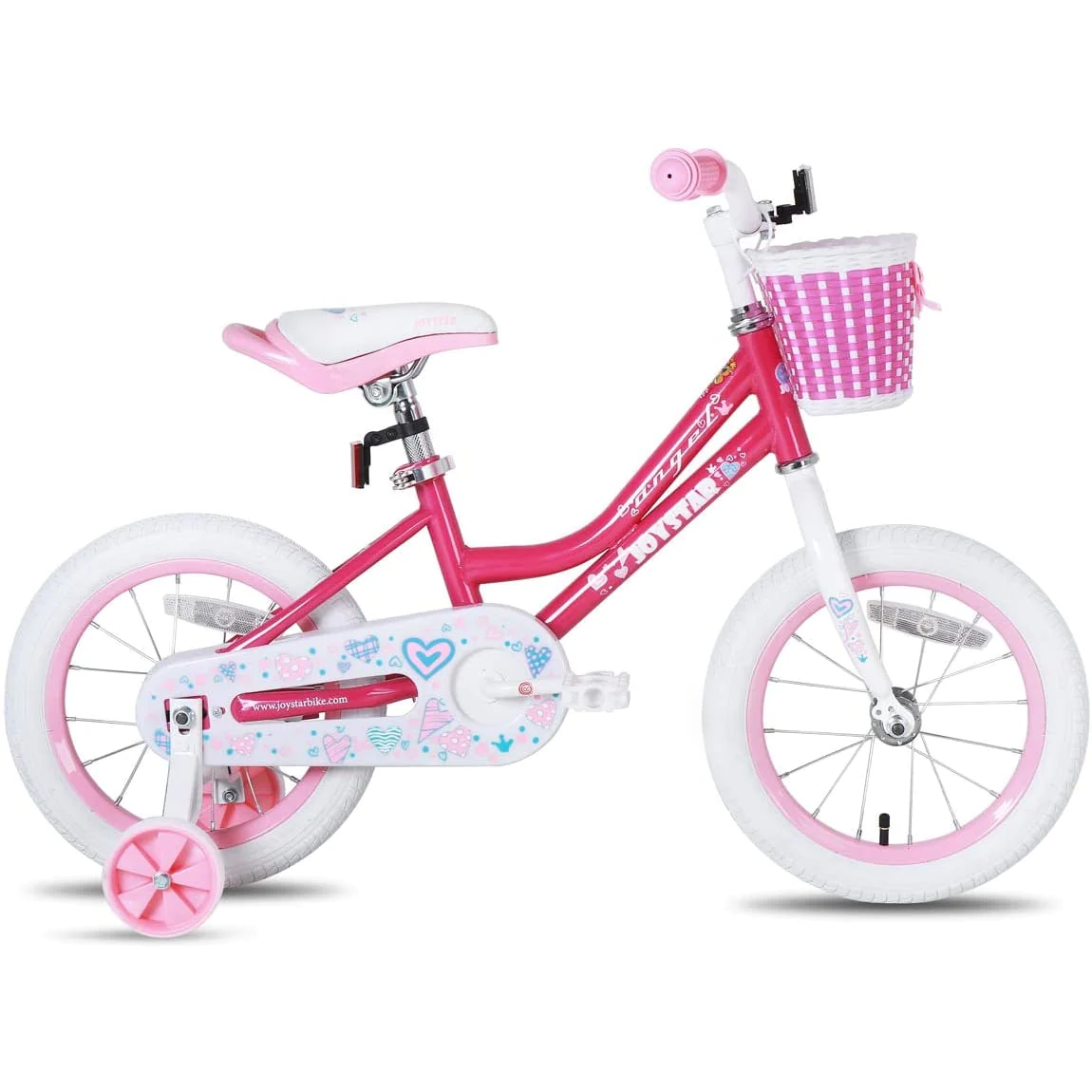Joystar Angel 18 Inch Ages 5 to 9 Kids Balance Bike with Training Wheels, Pink