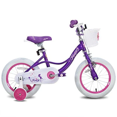 Joystar Fairy Kids Beginner Bike with Removable Training Wheels and White Handlebar Basket for Ages 2 to 4