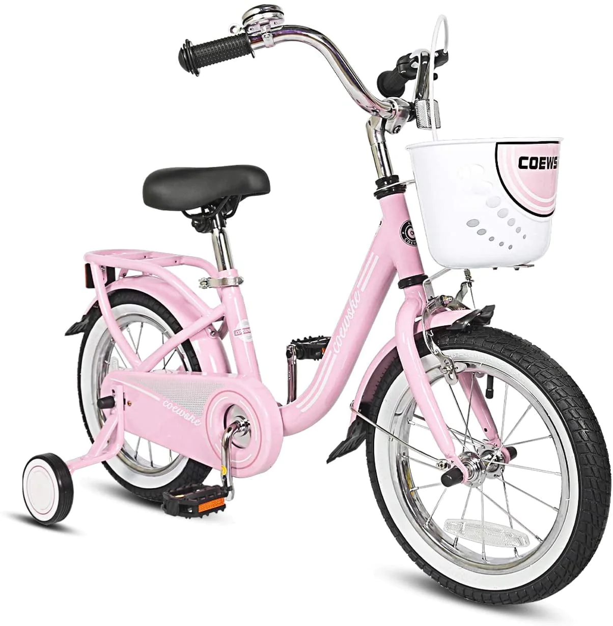 Coewske Kids Bike 18 inch Boys Girls Bicycle with Training Wheels, Pink