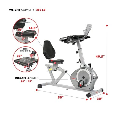 Sunny Health & Fitness  Convertible Recumbent Battery Exercise Bike - Silver