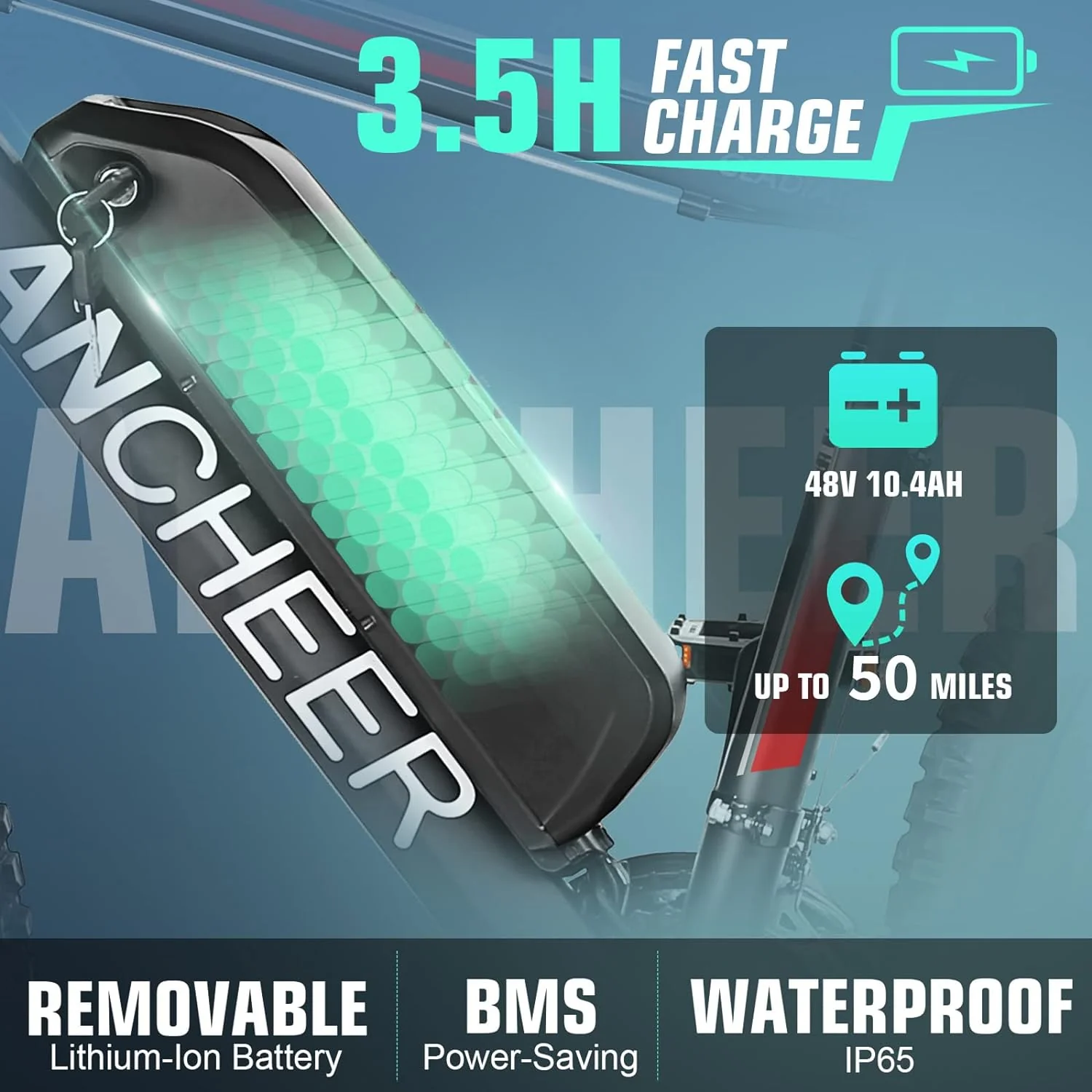 Dreamer 26&s;&s; 500W Gladiator Electric Mountain Bike,48V Removable Battery,Up to 50Miles,3.5H Fast Charge,21Speed,Lockable Suspension Fork