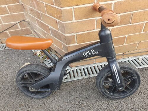 Q Play Tech Balance Bike Black Brown 10" Wheels Used Free UK Delivery