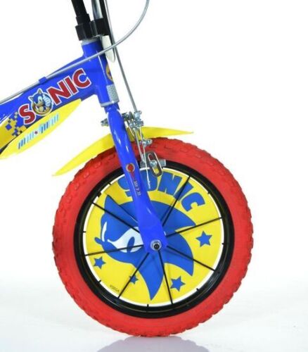 Dino Sonic Kids Bike 14" Wheel Cycling Bicycle Single Speed - Blue Yellow