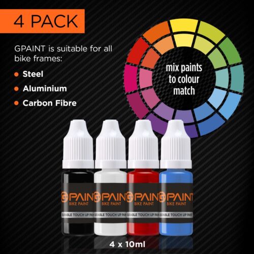 GPaintBikes Touch-Up Paint Kit - 4 Pack - Black White Red Blue