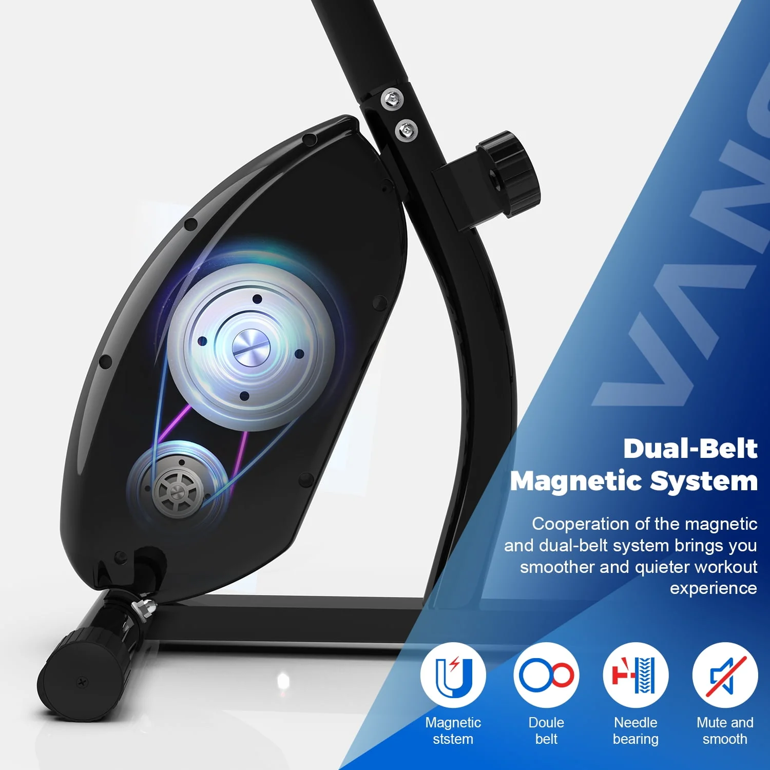 Vanswe Recumbent Exercise Bike 16 Levels Resistance Maximum Weight 380 lbs. Magnetic Recumbent Stationary Bike