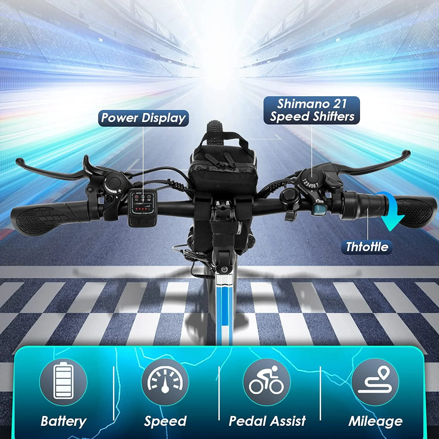 Vivi Electric Bike 26'' Folding Electric Mountain Bike 500W Full Suspension Electric Bike 21 Speed with Cruise Control, 48V Removable Battery, Up to 20MPH & 50 Miles