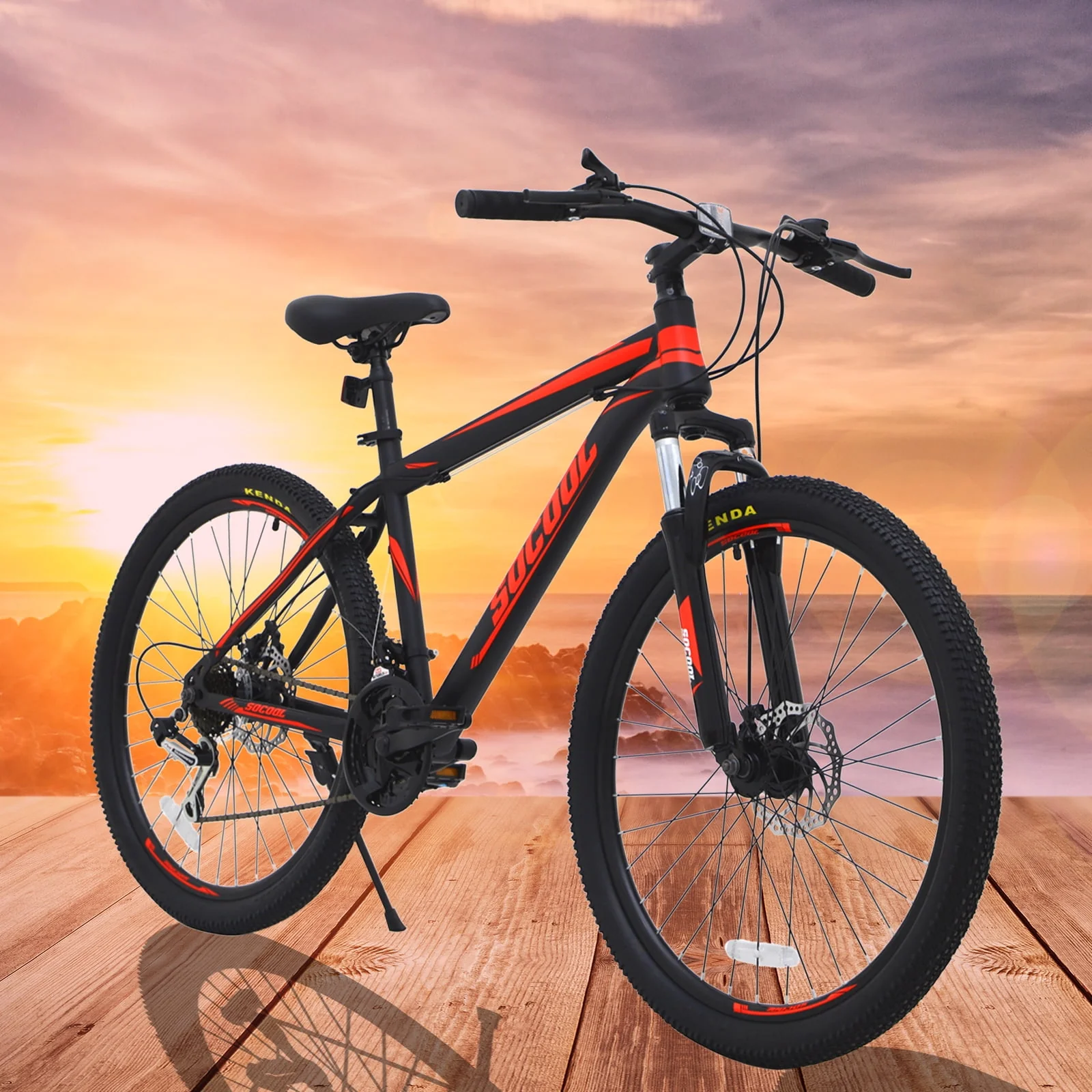 Feildoo Mountain Bicycle MTB with 26 In., Wheels-Black & Red