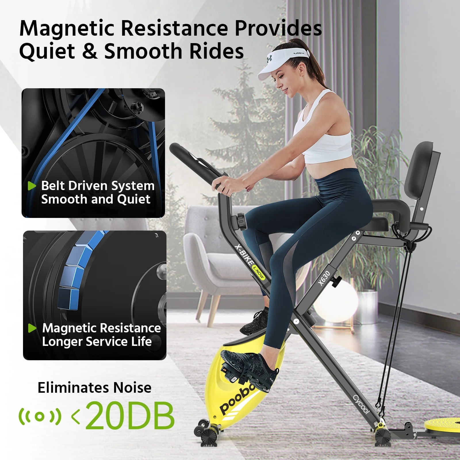 Pooboo 4in1 Folding Exercise Bike Indoor Cycling Bike Stationary Magnetic x Bike Gym Workout 300lb