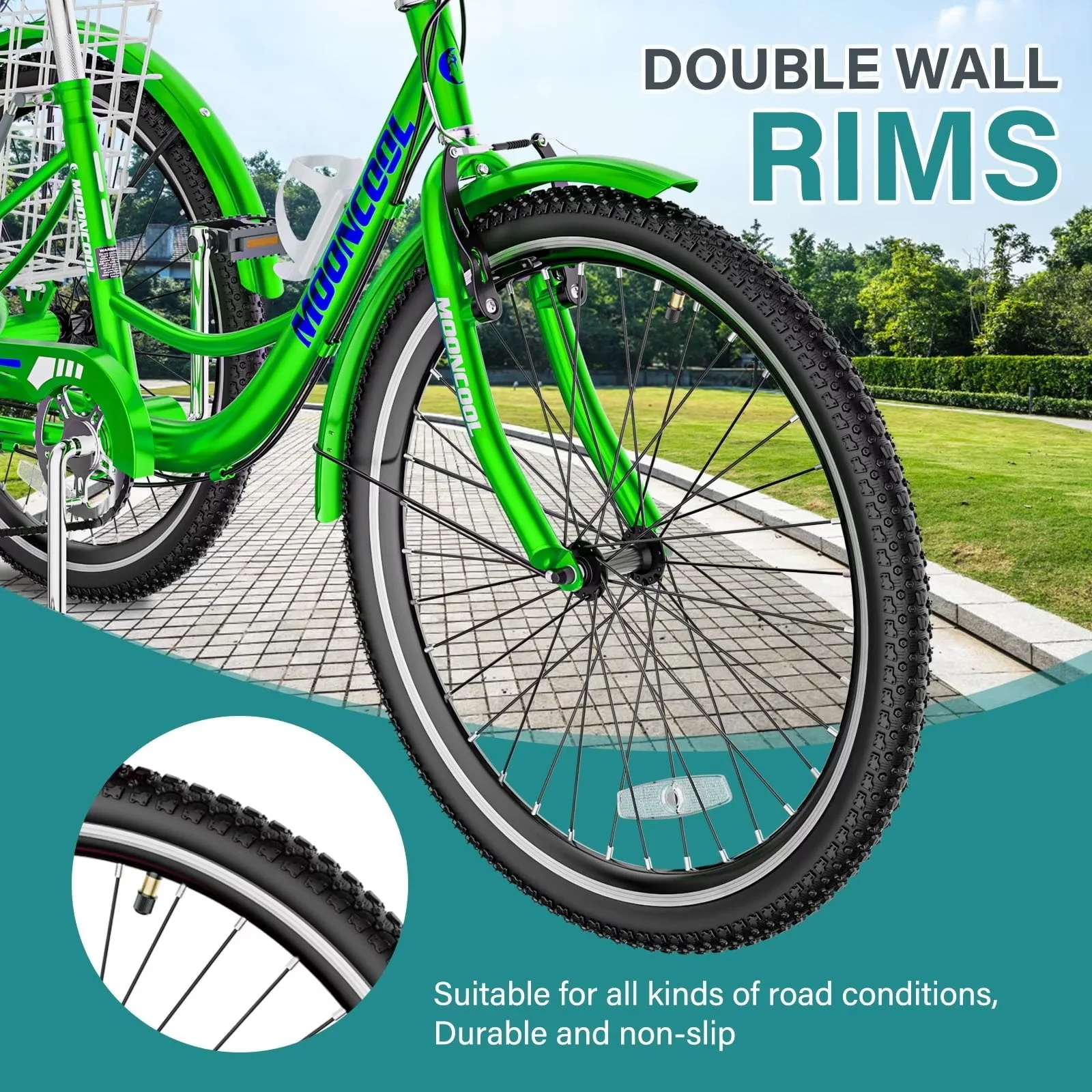 MOPHOTO Adult Tricycles 3 Wheel 7 Speed Trikes, 20/24/26 inch with Big Basket for Shopping, Picnics Exercise Men's Women's Senior's Trike