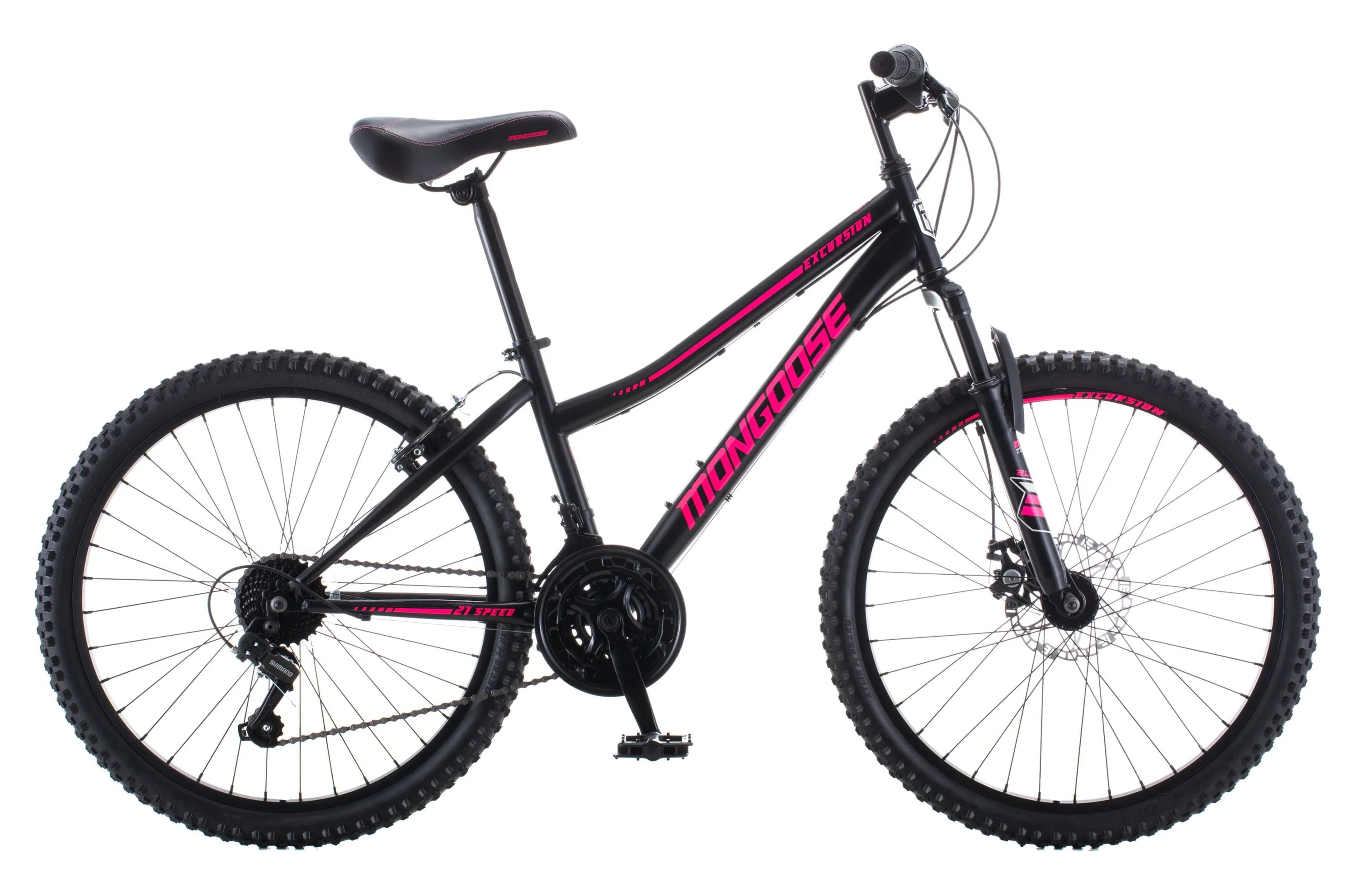 Mongoose 24-in. Excursion Unisex Mountain Bike, Black, 21 Speeds