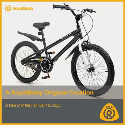 RoyalBaby Freestyle 20 Inch Kids Bike Bicycle with Kickstand, Water Bottle and Holder, and Reflectors for Boys and Girls Ages 8 and Up, Black