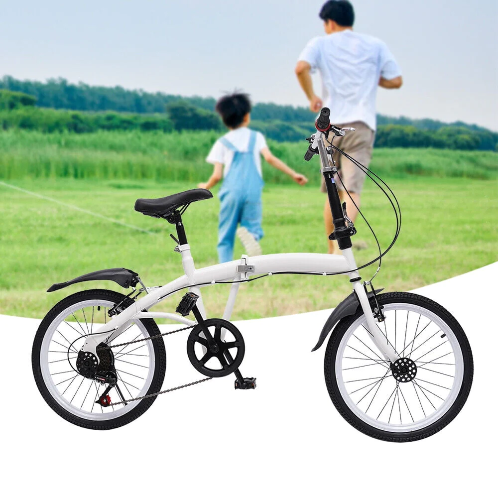 TFCFL 20-inch Folding Bike Bicycle 7 Speed Double V Brake Bike Cycling Carbon Steel