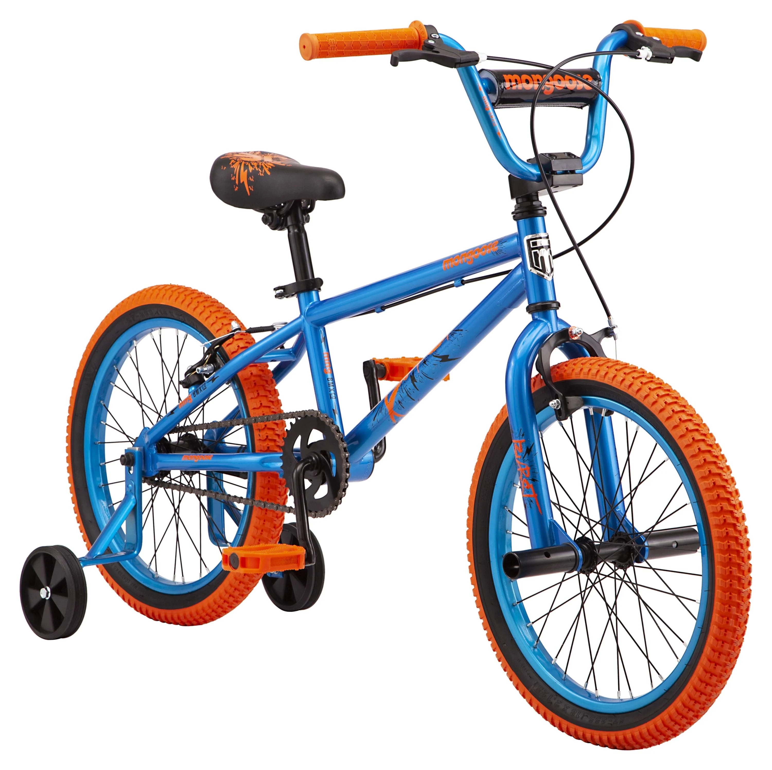 Mongoose 18-in Burst Kid's Bike, Single Speed, Blue & Orange