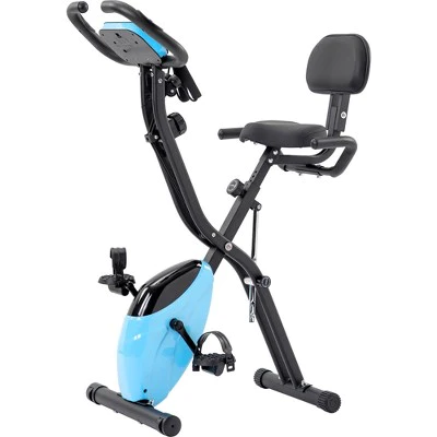 Folding Exercise Bike with 10-Level Adjustable Resistance, Arm Bands and Backrest-ModernLuxe