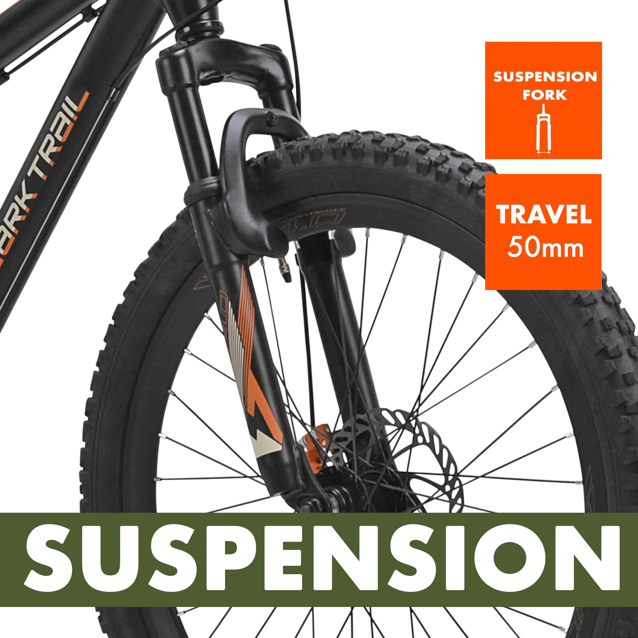 Trail 24 in. Youth Glide Aluminum Mountain Bicycle, 8 Speeds, Front Suspension, Black