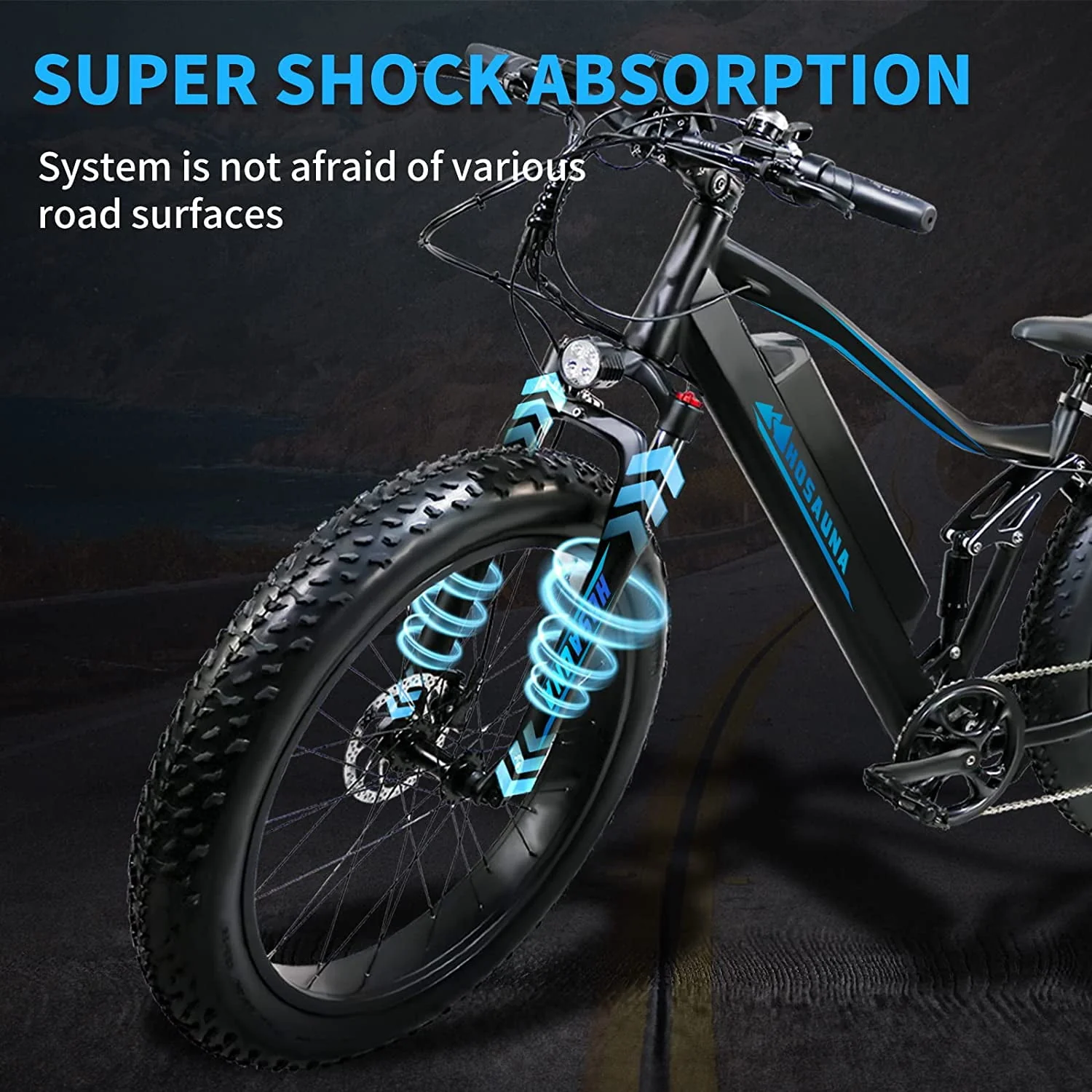 Electric Bike Electric Mountain Bike 500W Ebike26'' Fat Tire Ebike, 28+MPH Adults Ebike with Removable 48V 15Ah Battery, Shimano 6-Speed Black