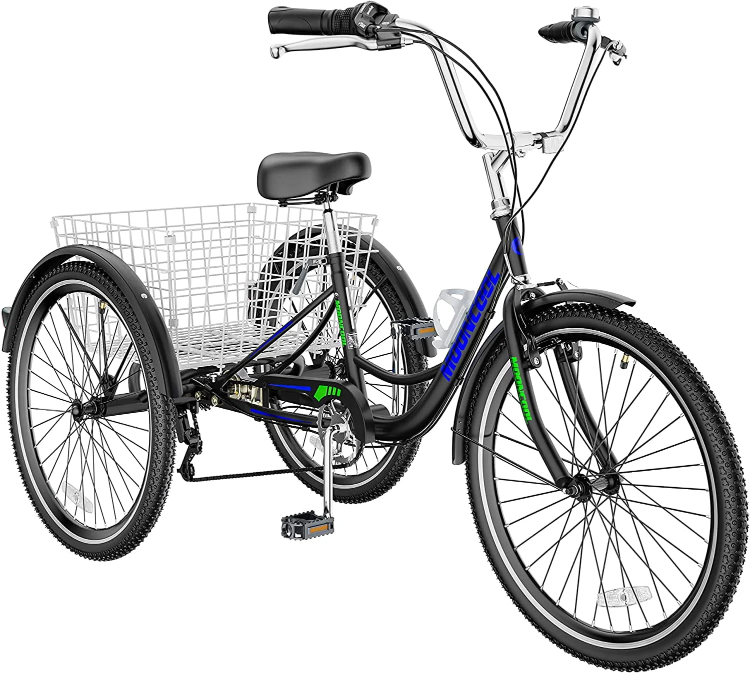 Mooncool Adult Tricycle 24inch 7 Speed, Three Wheel Bicycle for Adult, Adult Trike w/ Tools & Big Basket for Exercise Shopping Picnic Outdoor Activities