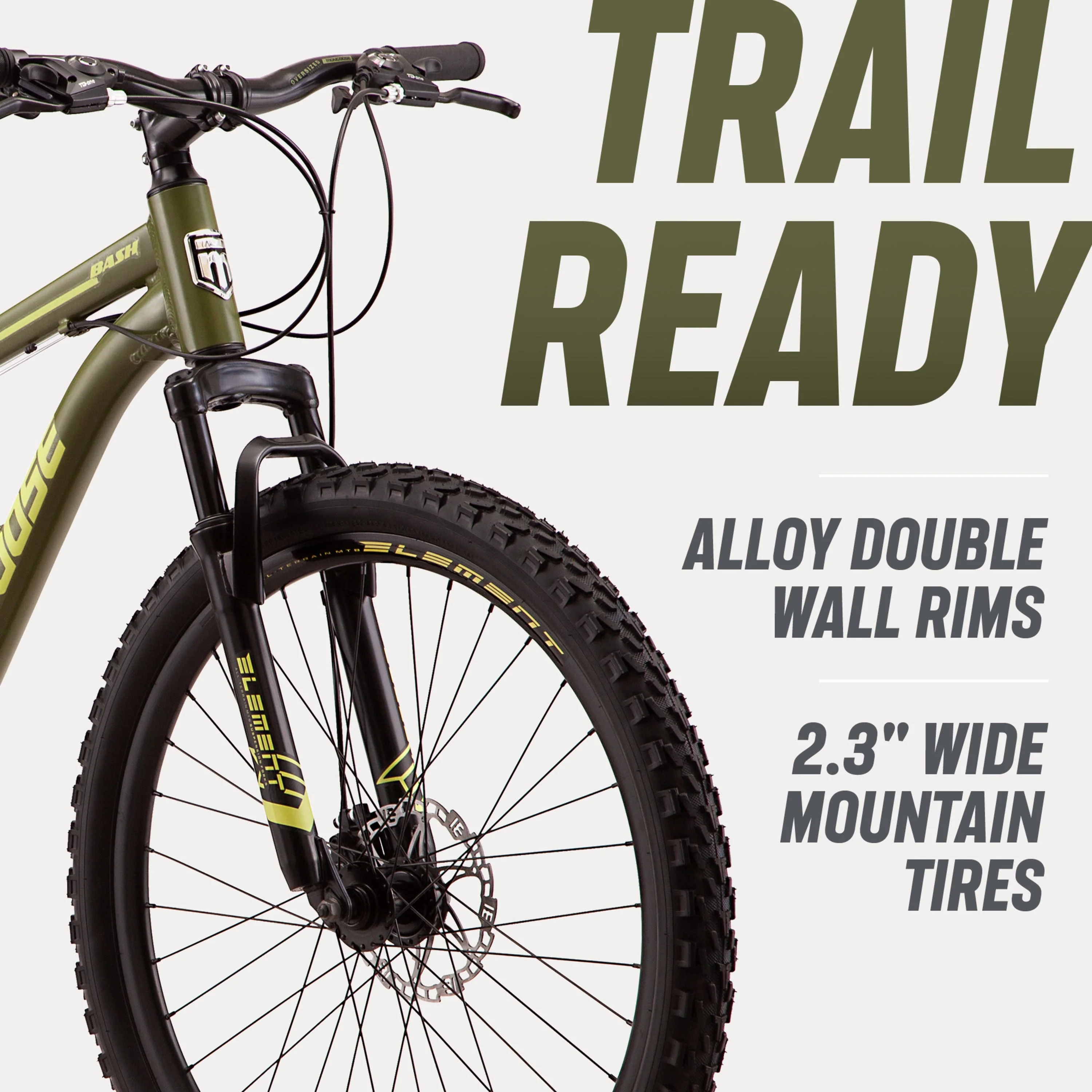 Bash Suspension mountain bike, 21 speeds, 26-inch wheels, green