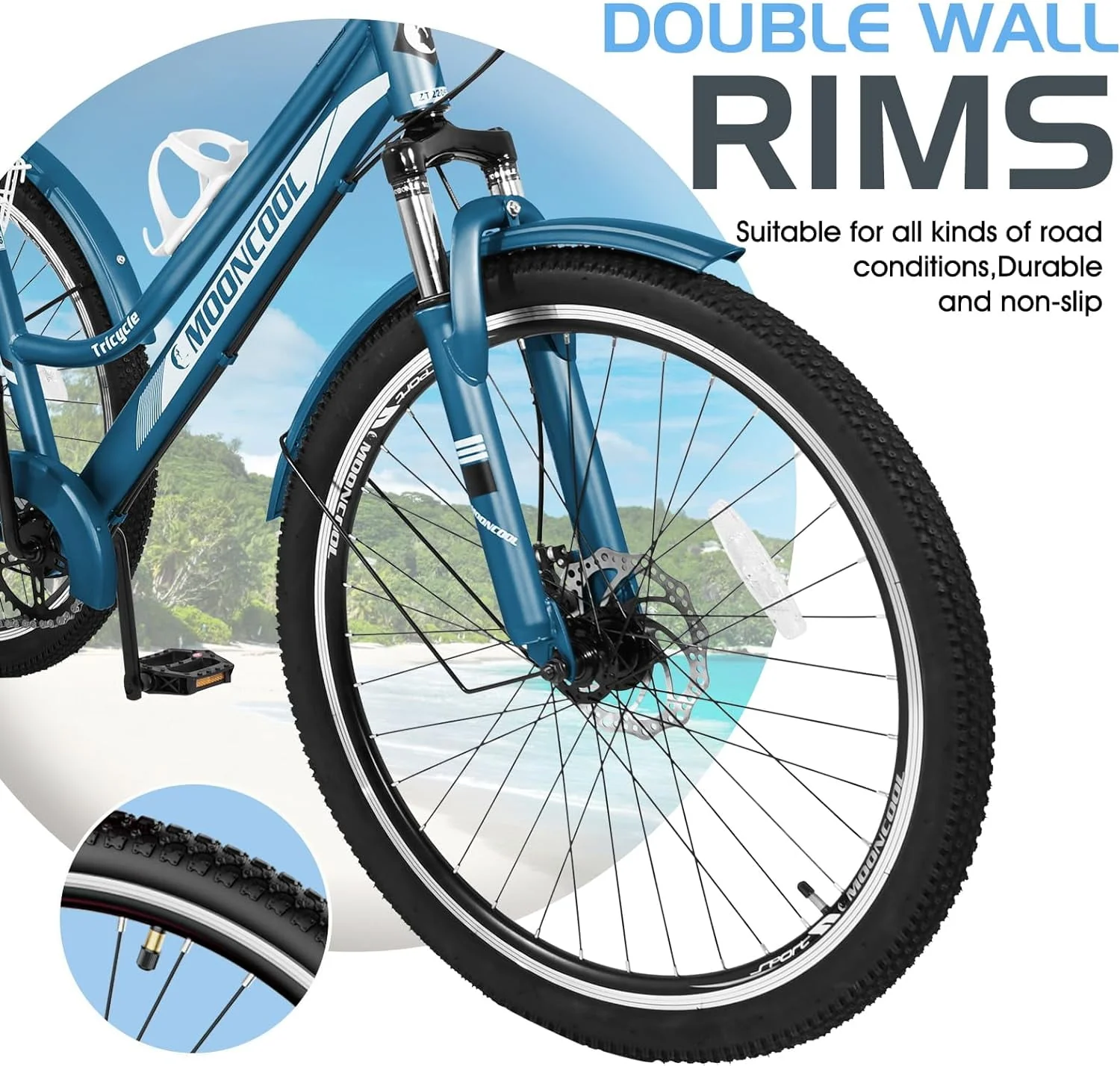 Lilypelle Adult Tricycle,7-Speed Adult Mountain Tricycle,24/26Inch Adults Trikes for Seniors,3 Wheeled Men's Women's Tricycle,Cruiser Bike with Cargo Basket