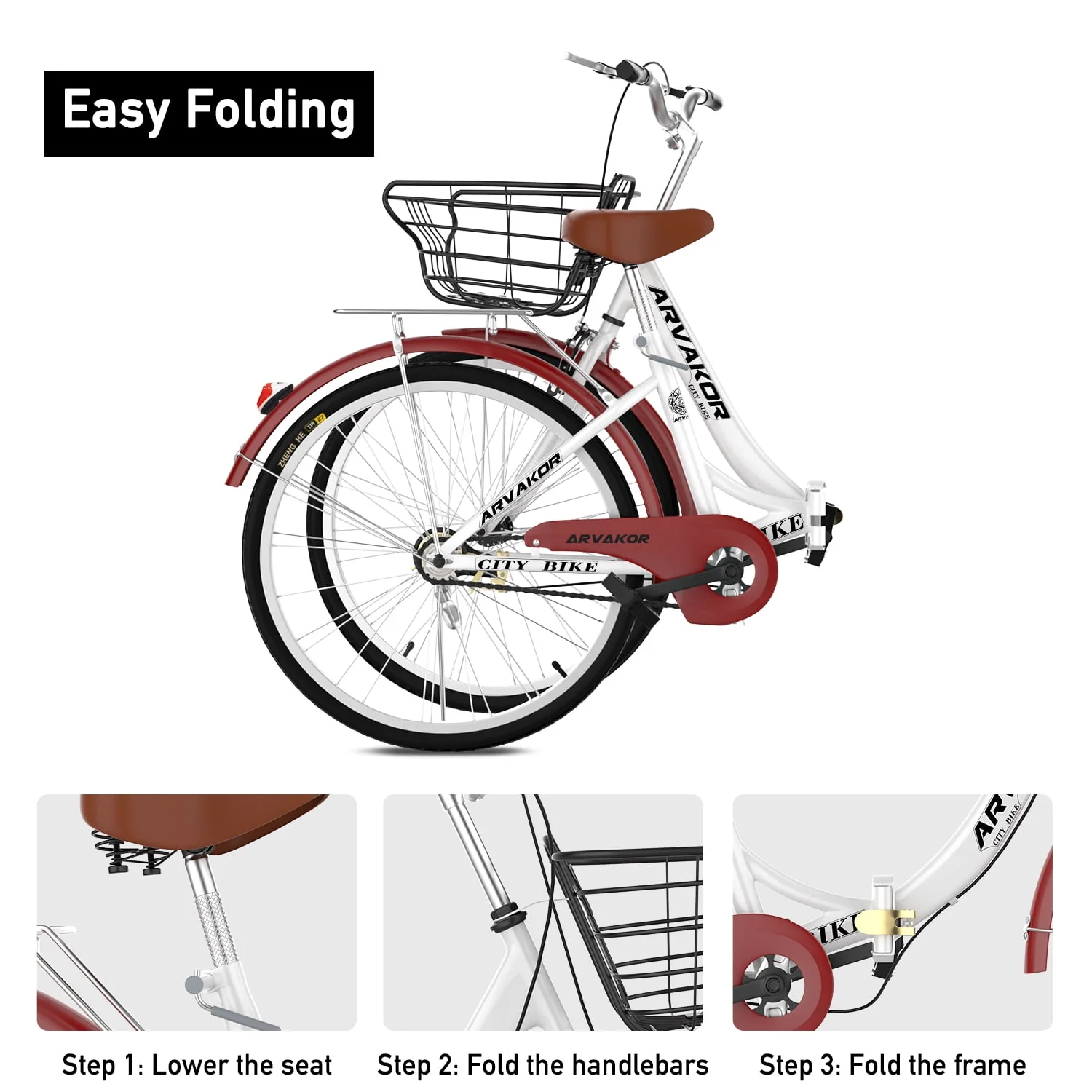 ARVAKOR 26 Inch Women Bike, Classic Bicycle Retro Bicycle, Cruiser Bike, White