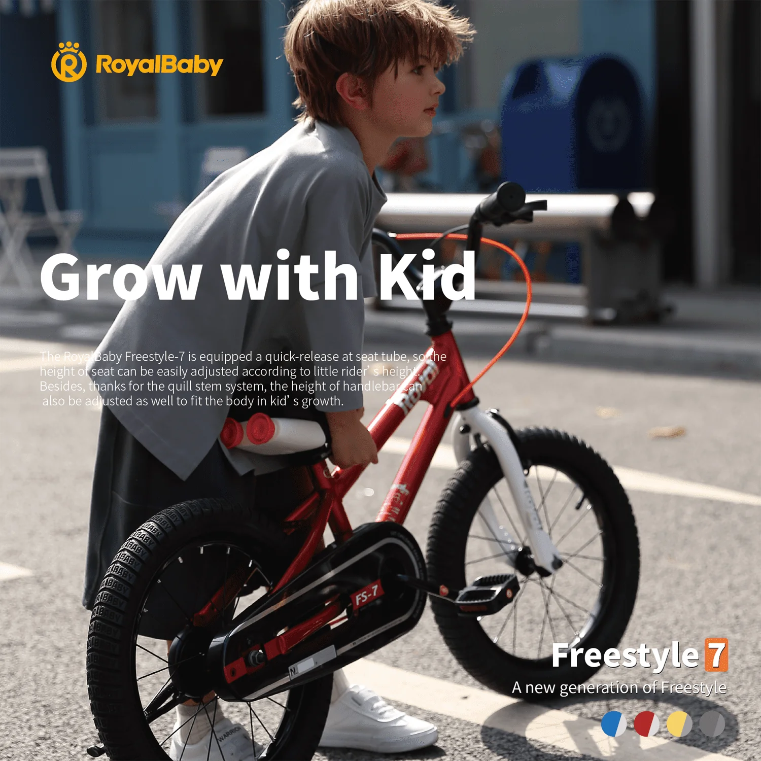 Royalbaby Freestyle 7 Kids Bike Toddlers 20 Inch Wheel Dual Handbrakes Bicycle Beginners Boys Girls Ages 3-5 Years, Kickstand and Water Bottle Included, Blue