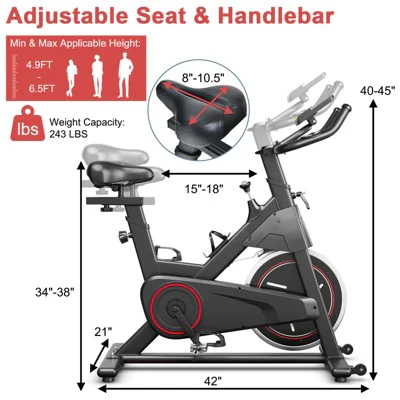 Costway Stationary Exercise Bike Cycling Bike W/22Lbs Flywheel Home Fitness Gym Cardio