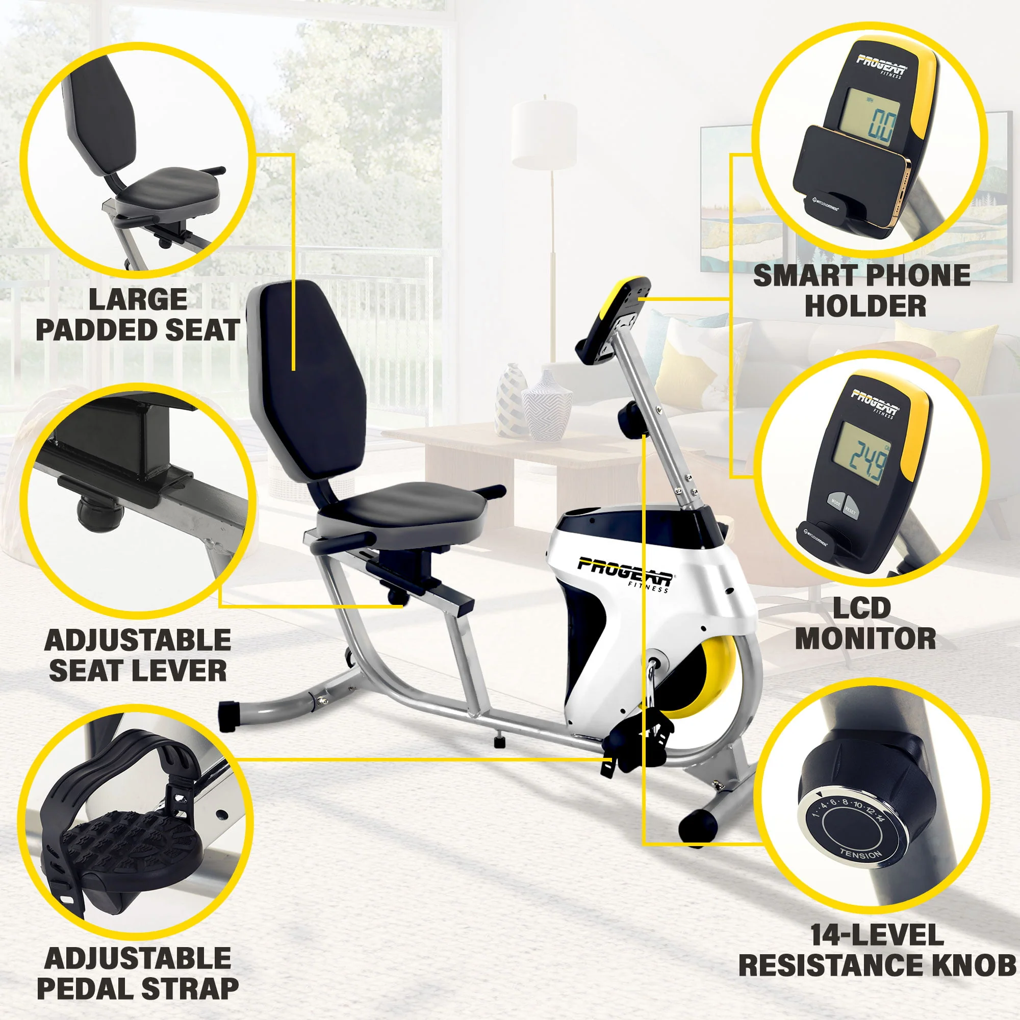 Progear Recumbent Exercise Bike Magnetic Tension 